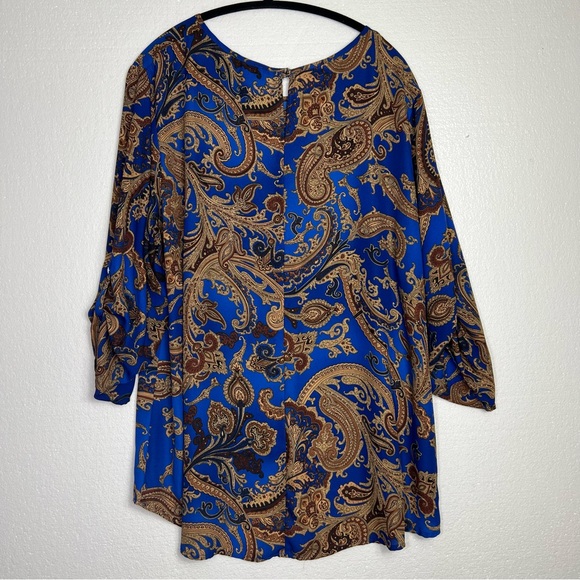 Sami & Jo cobalt blue paisley print blouse size 2X - Picture 4 of 4